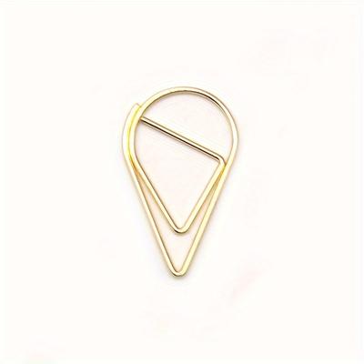 TEMU 100pcs Water Drop-shaped Metal Creative Paper Clip Office Data Clip Student Test Paper Data Paper Clip Small Bookmark Golden Ripple Pin Iron Office Stationery