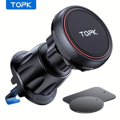 TEMU Topk D45g Magnetic Car Phone Mount Holder - Premium Quality Powerful Magnetism Stability Metal Hook For Stable Driving Experience