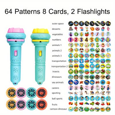 2pcs Flashlights 64 Patterns 8 Cards, Children's P...