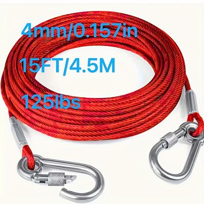 TEMU Stainless Tie Out Cable, Rust Proof Vinyl Coated Dog Cable With Metal , Outdoor, Yard, And Camping Use