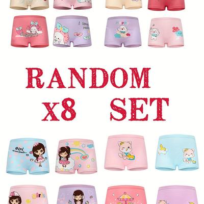 8pcs Random Cartoon Pattern Print Girls Underwear ...