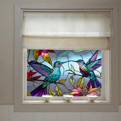 1 Roll Stained Glass Window Film, Birds Pattern St...