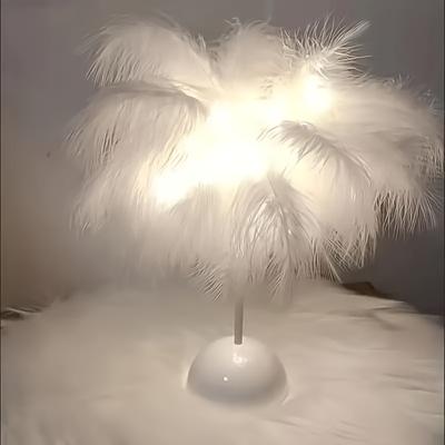 Bedroom Indoor Decorative Lights, Romantic Gift Birthday Lights, Feather Lights Table Night Light, Valentine's Day, Birthday Gifts For Girls White (battery Not Included)