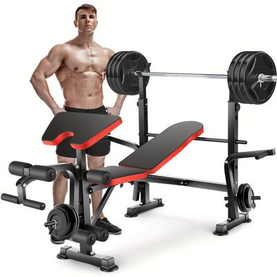 6 In 1 600lbs Adjustable Weight Bench With Squat R...