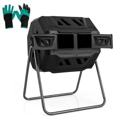 Costway 360° Rotatable Tumbling Composter with 2 Sliding Doors-Black