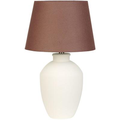 Beliani - Tischlampe Cremeweiß und Braun Keramik Vasenform 55 cm Stoffschirm Trommelform Empire Image