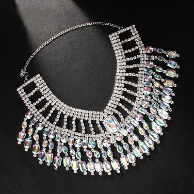 Choker Necklace Rhinestones Women's Luxury Tassel Tassel Fringe Wedding Drops Necklace For Wedding Party