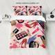 Pink Makeup Brushed Cloth King Bed Duvet Cover 2-piece 3-piece Lightweight Brushed Soft Short Plush Set