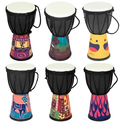 African Drum 4 Inch Handmade Traditional African Hand Drum Colorful Djembe Drum for Children Study