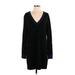 Rag & Bone/JEAN Casual Dress - Sweater Dress V-Neck Long Sleeve: Black Dresses - Women's Size Small