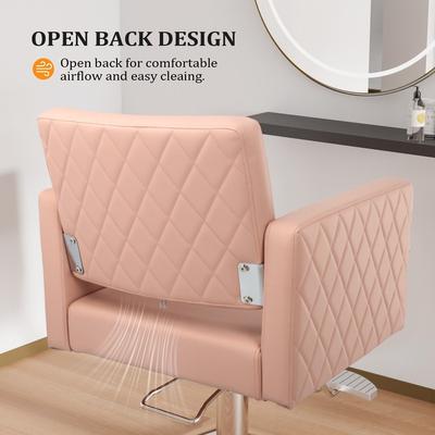 OmySalon PVC Leather Aluminum Footrest Diamond Pattern Barber Chair - N/A
