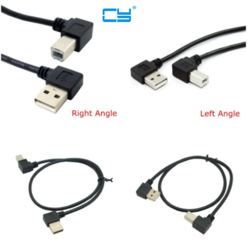 Angolo destro e sinistro USB 2.0 A Maschio a USB B Maschio Tipo B BM Scanner stampante ad angolo retto Cavo da 90 gradi Cavo angolato BM da 50 cm 100 cm