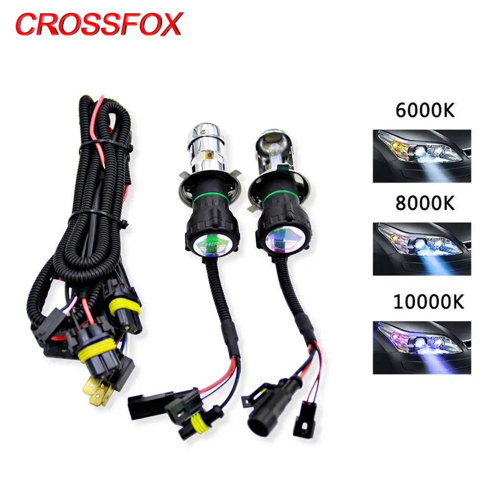 CROSSFOX 2 Stück Autolampen HID Bixenon H4 Xenon 9003 hb2 Hi/Lo Beam Scheinwerfer Auto Scheinwerfer Ampulle 4300 K 6000 K 8000 K 10000 K 12000 K Image