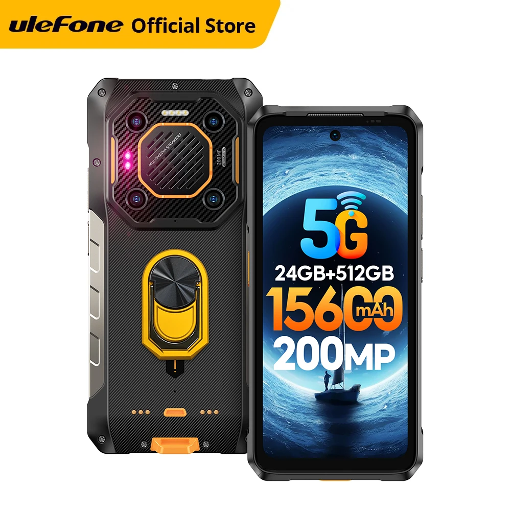 Ulefone Armor 26 Ultra 5G Robustes, wasserdichtes Smartphone, 120 W, 15600 mAh, 200 MP, Telefon, bis zu 24 GB + 512 GB, NFC, Android NFC, 6,78 Zoll, 120 Hz Image
