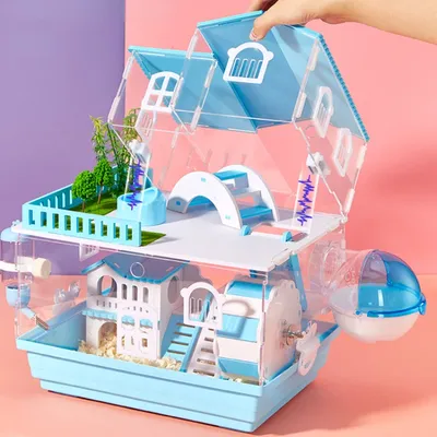2 Schicht transparenten Hamster käfig Acryl Kleintier Igel Meers chweinchen Villa Verpackung liefert Image