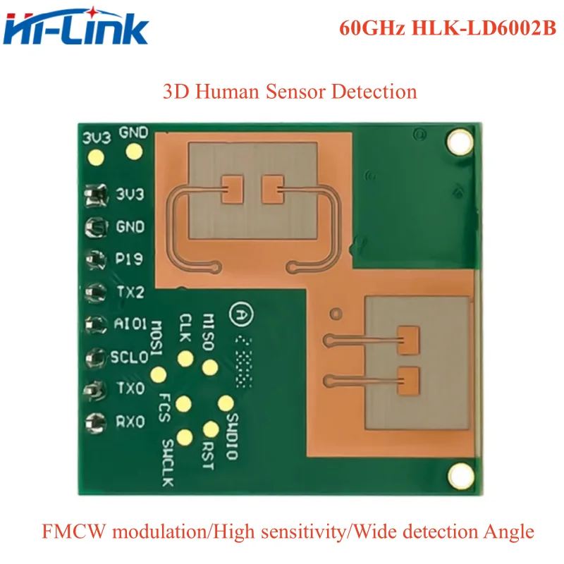 Neues 60GHz HLK-LD6002B fmcw Millimeter wellen radar modul 3d menschlicher Körper, der Bewegungs status sensor gpio und uart i/o ttl 3,3 v erkennt Image