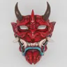 Rote Prajna Maske Anhänger Cosplay japanische Maske Harz rotes Gesicht Grimasse Reißzähne