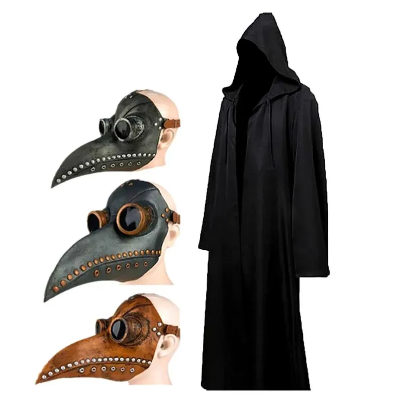 Halloween Pest Arzt Cosplay Maske Kostüm schwarz mittelalter lichen Umhang Robe Star Wars Kapuze Umhang Erwachsenen Kind Leistung verkleiden Image