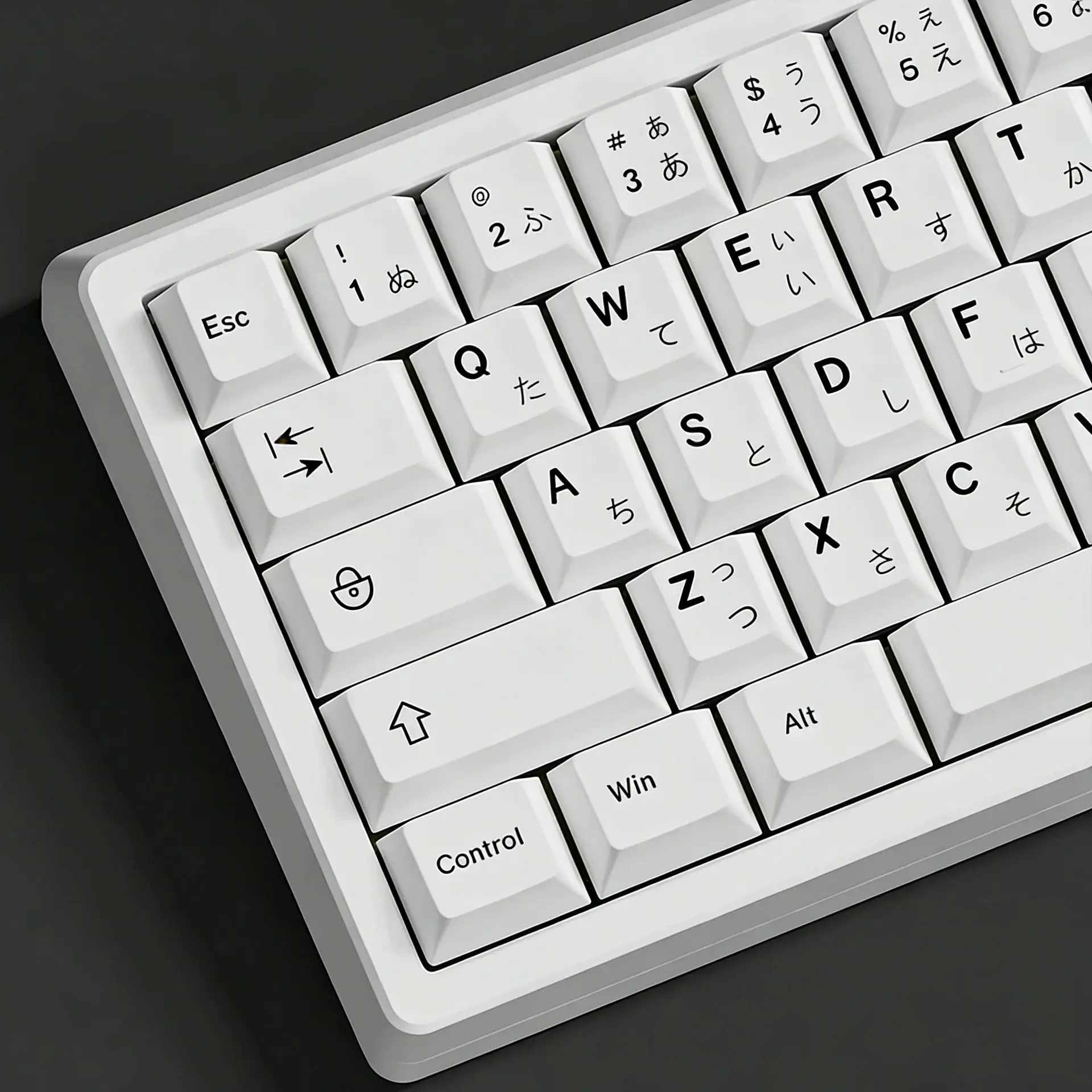 125 Tasten PBT Schwarz Weiß Japanische Tastenkappen Kirschprofil für mechanische Gaming-Tastatur Ergänzung 1,75 HE 2U Shift Space Bar Image