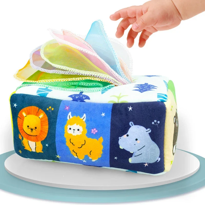 Baby Montessori Boxen Baby Spielzeug Kleinkind Ziehen Entlang Magische Tissue Box Montessori Spielzeug 6-12 Monate Entwicklung Sensorischen Spielzeug baby Spiel Image