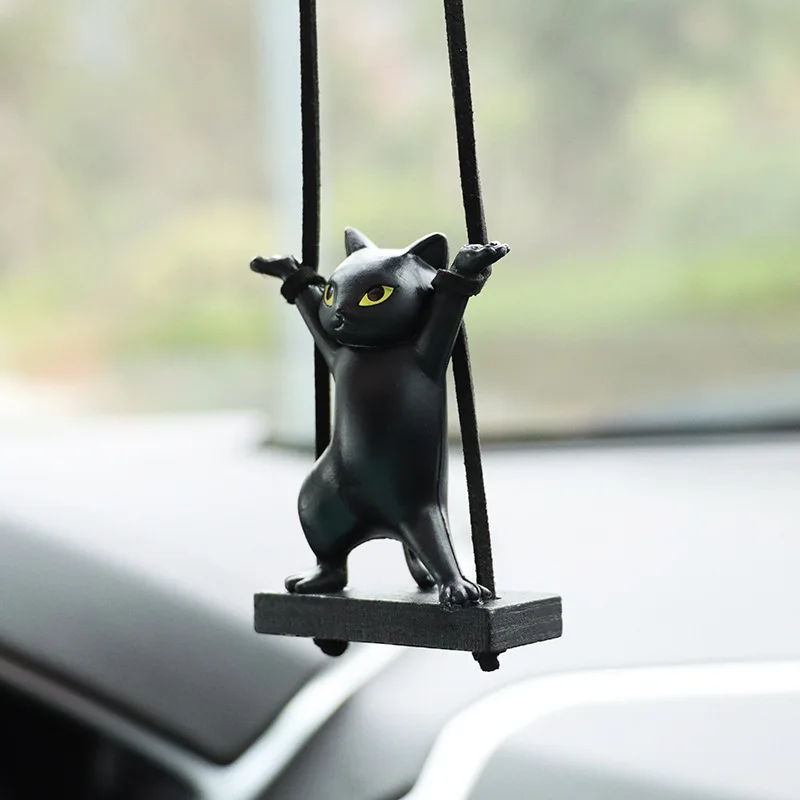 Banc en résine chat décoration de voiture balançoire chat Auto rétroviseur pendentif voiture intérieur ornements jouet cadeau voiture accessoires en gros