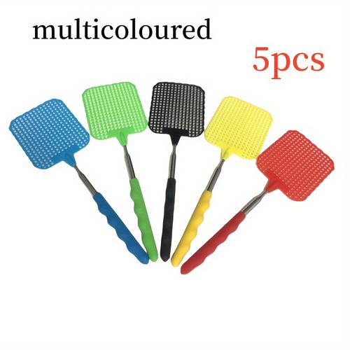 5 Pack Retractable Fly Swatters, With Extended Handles, Durable Retractable Handles, Fly Swatter Heavy Duty Set, For Home, Classroom And Office, 5 Colors