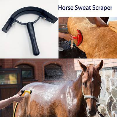 TEMU Premium Plastic Horse Sweat Scraper - Pp Material, Ideal For Pet Bathing & Grooming Supplies Image