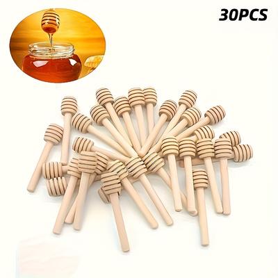 TEMU 10/30/50pcs Mini Wooden Honey Spoon, Honey Long Handle Wooden, Bar, Honey Jar Supplies, Milk Tea Mixing Stick, Dessert Tools, Kitchen Gadget