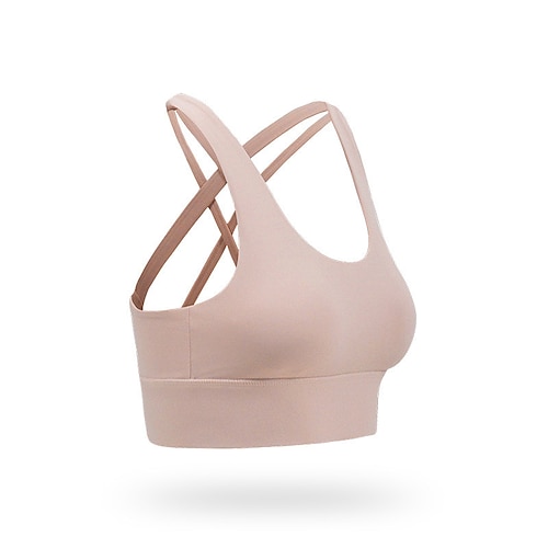 Damen Leichte Unterstützung Sport Bustier bh Sport-BH Bustier Rückenfrei mit am Rücken überkreuzten Trägern BH-Oberteil Gefüttert Fitness Freizeit Sport Laufen Atmungsaktiv Leichtgewichtig Weich Image