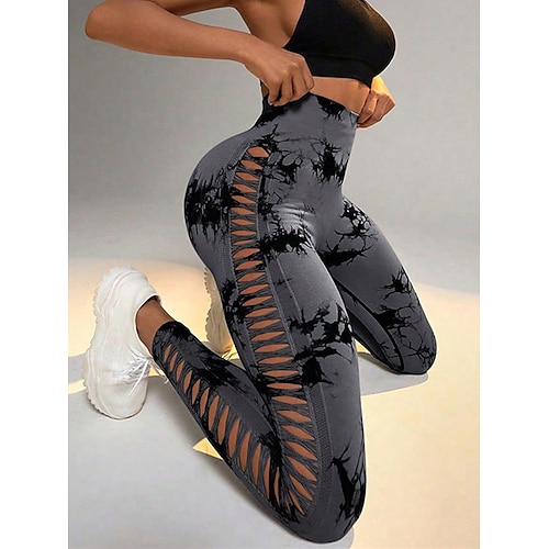 Per donna Pantaloni da yoga Leggings da yoga Taglio Vita Alta Pilates Allenamento in Palestra Allenamento Collant Tinta unica Tinta a nodi Nero Grigio scuro Verde Gli sport Abbigliamento sportivo