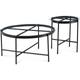 Mobilier Deco - ebru - Lot de 2 tables basses rondes en verre trempé et métal noir - Noir