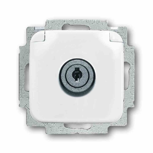 Busch-Jaeger Reflex SI Steckdose, 1f, alpinweiß, glänzend, Unterputz, horizontal/vertikal, mit Klappdeckel, IP20, Zentralplatte Image