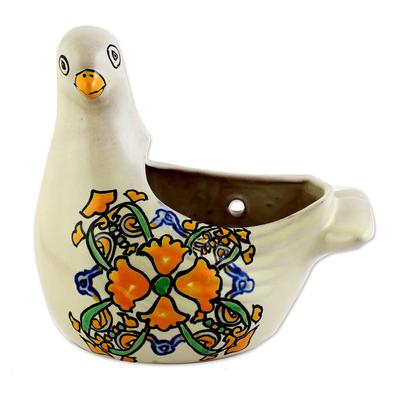 Esperanza,'Hand-Painted Ceramic Dove Planter'