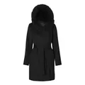 Hollies, Coats, female, Black, XS, Wool Coat with Fox Fur Hood