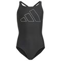 adidas - Girl's Big Bars Suit - Badeanzug Gr 164 grau/schwarz