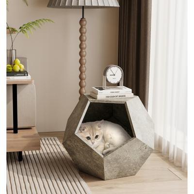 25.98'' Shaped Modern Pet Furniture Cat Kennel Side Table MDF Multi-Purpose Furniture