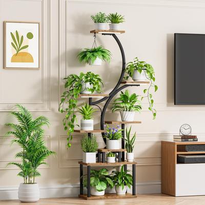 Plant Stand Indoor with Grow Lights, 8 Tiered Indoor Plant Shelf for Indoor Plants Multiple, S-Shaped Metal Plant Holder Stand