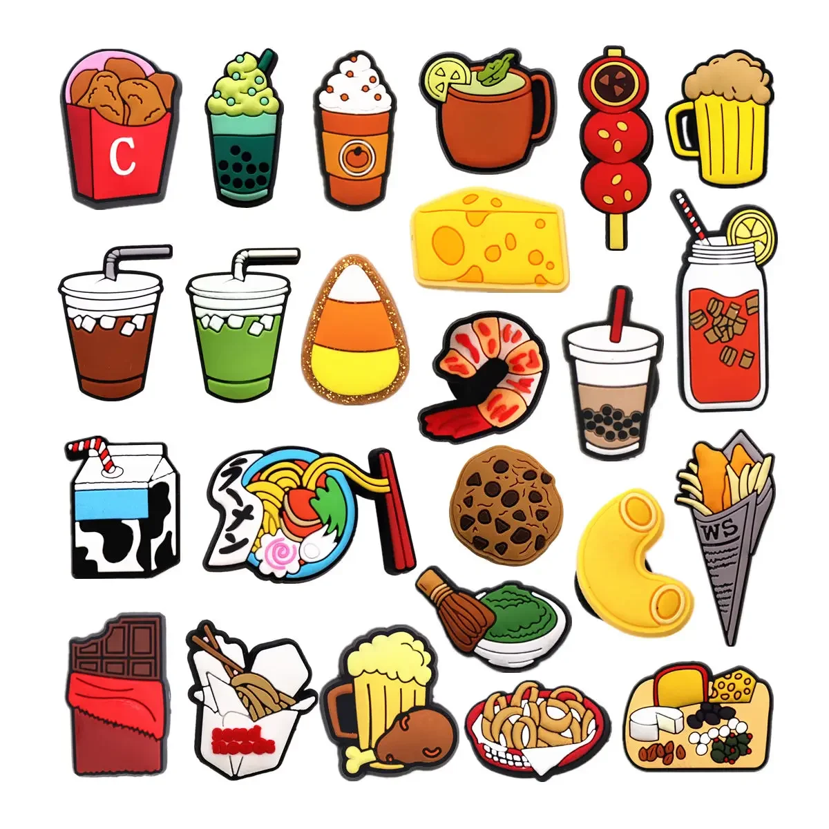 1 stücke Original Designer Schuh Charms Zubehör Blase Tee Schuhe Schnalle Kaffee Bier Schokolade Cookie Milch Clog Pins Freund geschenke