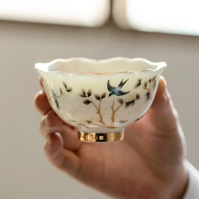 Persönliche High-end-Teetasse Haushalt Keramik Kung Fu Set Dehua Hammel Fett Jade Weiß Porzellan Master Teegeschirr Küche esszimmer Bar Image