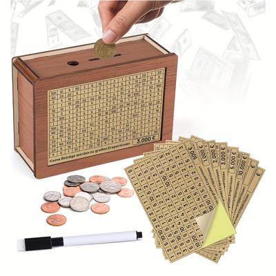 1pc, Wooden Money Box, Complete 8 Savings Goals An...