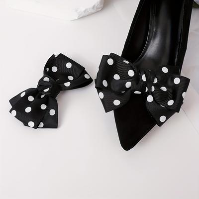 1pair Diy Removable Black Dot Shoe Charms For Clog...