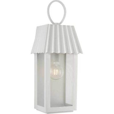 Progress Lighting 264568 - 1 Light White with Clear with Silver Mesh Print Glass Outdoor Large Point Dume-Hook Pond Wall Light Fixture (ONE-LIGHT SHELTER WHITE LARGE WALL LANTERN (P560306-192))
