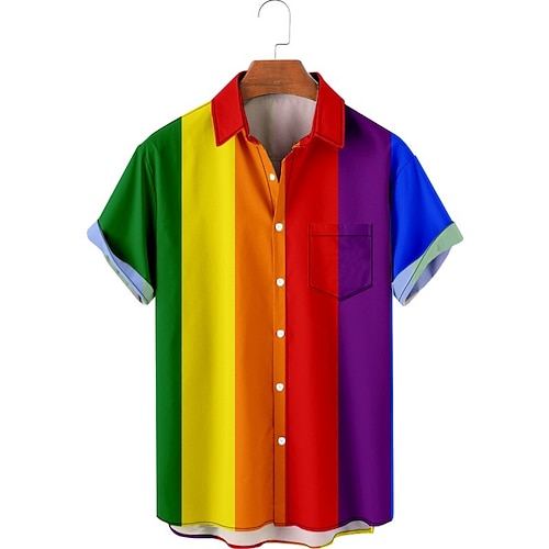 Bluse / Hemd Regenbogen Cosplay Lässig Grafik für Herren Erwachsene 3D-Druck für Maskerade Pride Parade Pride-Monat Image