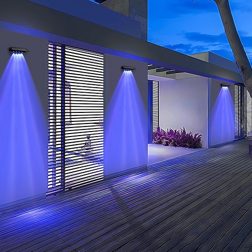LED Außenwandleuchte Solarlampen Solar-Deck-Lampe für den Außenbereich, Wandwaschlicht, Stufenlicht, wasserdichte LED-Wandlampe, Garten, Veranda, Hof, Zaun, Wand, Landschaftsdekoration, 2/4 Stück Image