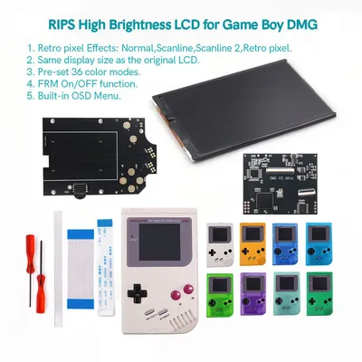 FOR GB DMG Classic 4 PIXELS IN 1 FULL VIEWING LCD Screen BACKLIGHT kit For GameBoy Original DMG-01 1989 handheld Console