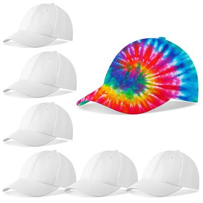 Cotton White Baseball Cap Is Used for Tie Dyeing Tie Dyeing Set Items Tie Dyeing Neutral Style Adjustable Solid Color Baseball Cap Suitable for Large Groups of Children Tie Dyeing Parties White