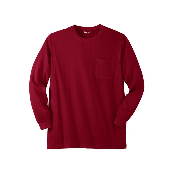 mens-big---tall-shrink-less™-lightweight-long-sleeve-crewneck-pocket-t-shirt-by-kingsize-in-rich-burgundy--size-7xl-/