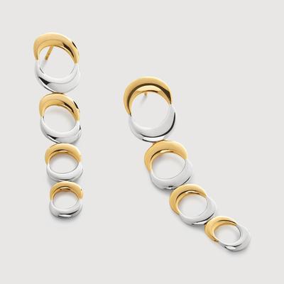 Gold Kissing Moon Mixed Metal Cocktail Earrings