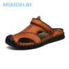 MIXIDELAI Neue Große Größe 38-48 Echtes Leder Männer Sandalen Sommer Qualität Strand Hausschuhe Casual Turnschuhe Outdoor Römischen Strand schuhe