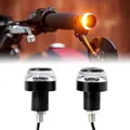 Moto LED manubrio End indicatore di direzione bianco giallo lampeggiatore maniglia Grip Bar Blinker Side Marker Lamp Lighting